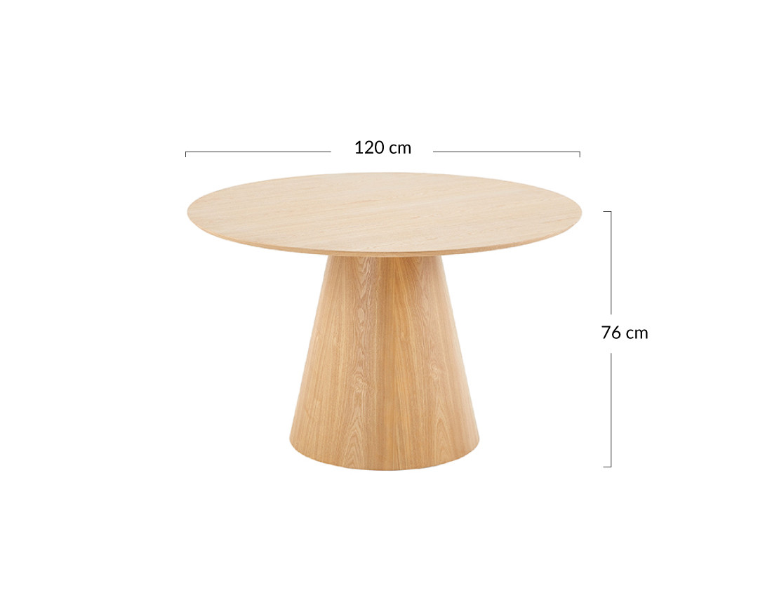 Table à manger ronde bois 120 cm 4 à 6 personnes Toledo