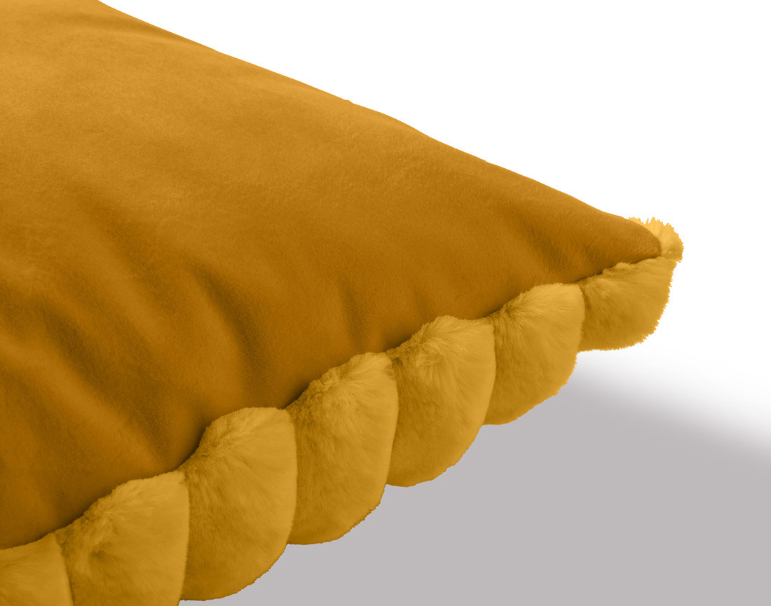 Coussin en fausse fourrure côtelé et velours 40x40 cm Pampelune