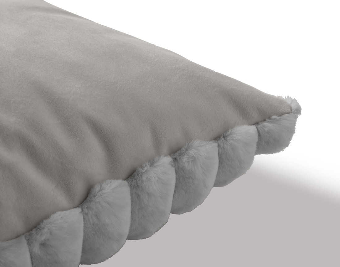 Coussin en fausse fourrure côtelé et velours 40x40 cm Pampelune
