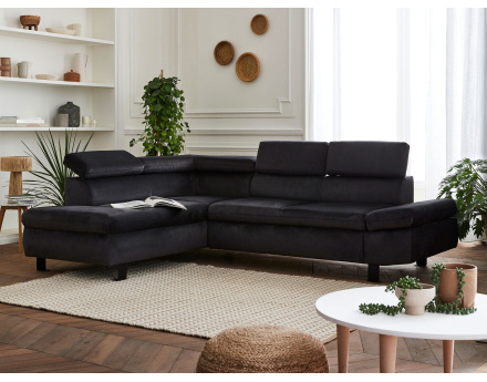 Canapé d'angle convertible 5 places avec têtières Nairobi - Gauche