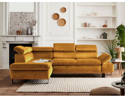 Canapé d'angle convertible 5 places avec têtières Nairobi - Gauche