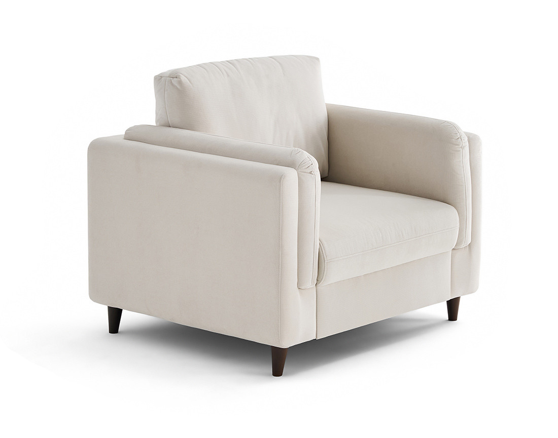 Fauteuil en velours pieds en bois Brooke