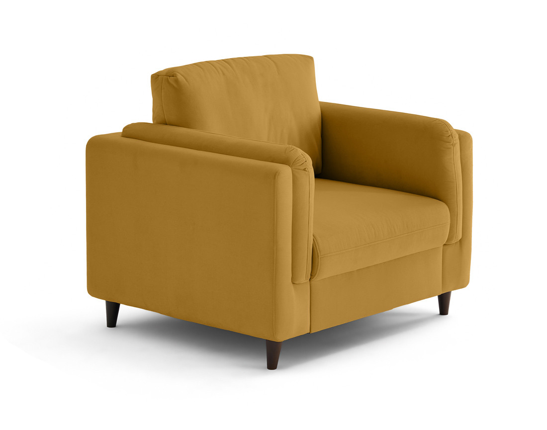 Fauteuil en velours pieds en bois Brooke