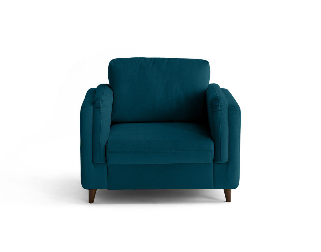 Fauteuil en velours pieds en bois Brooke
