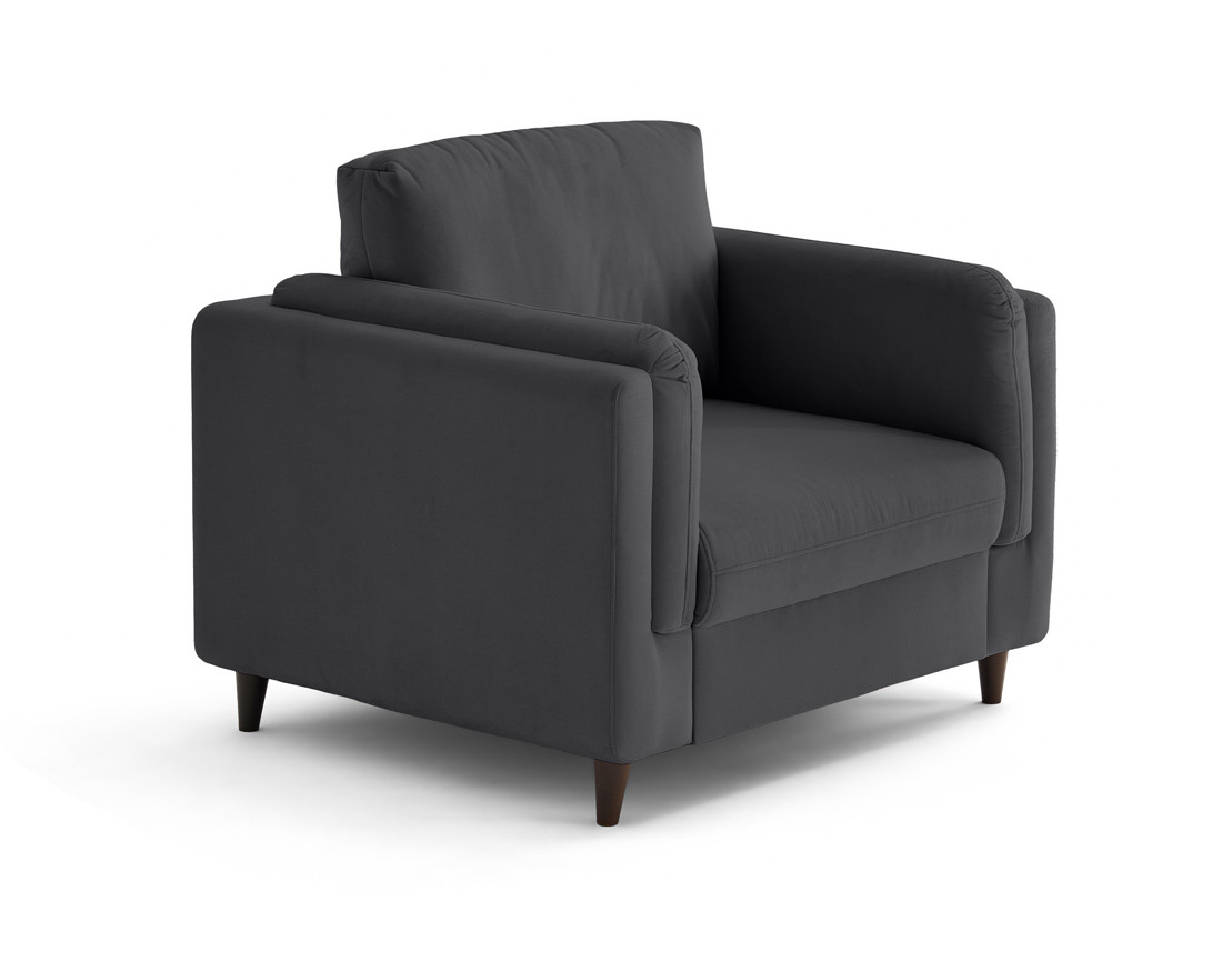 Fauteuil en velours pieds en bois Brooke