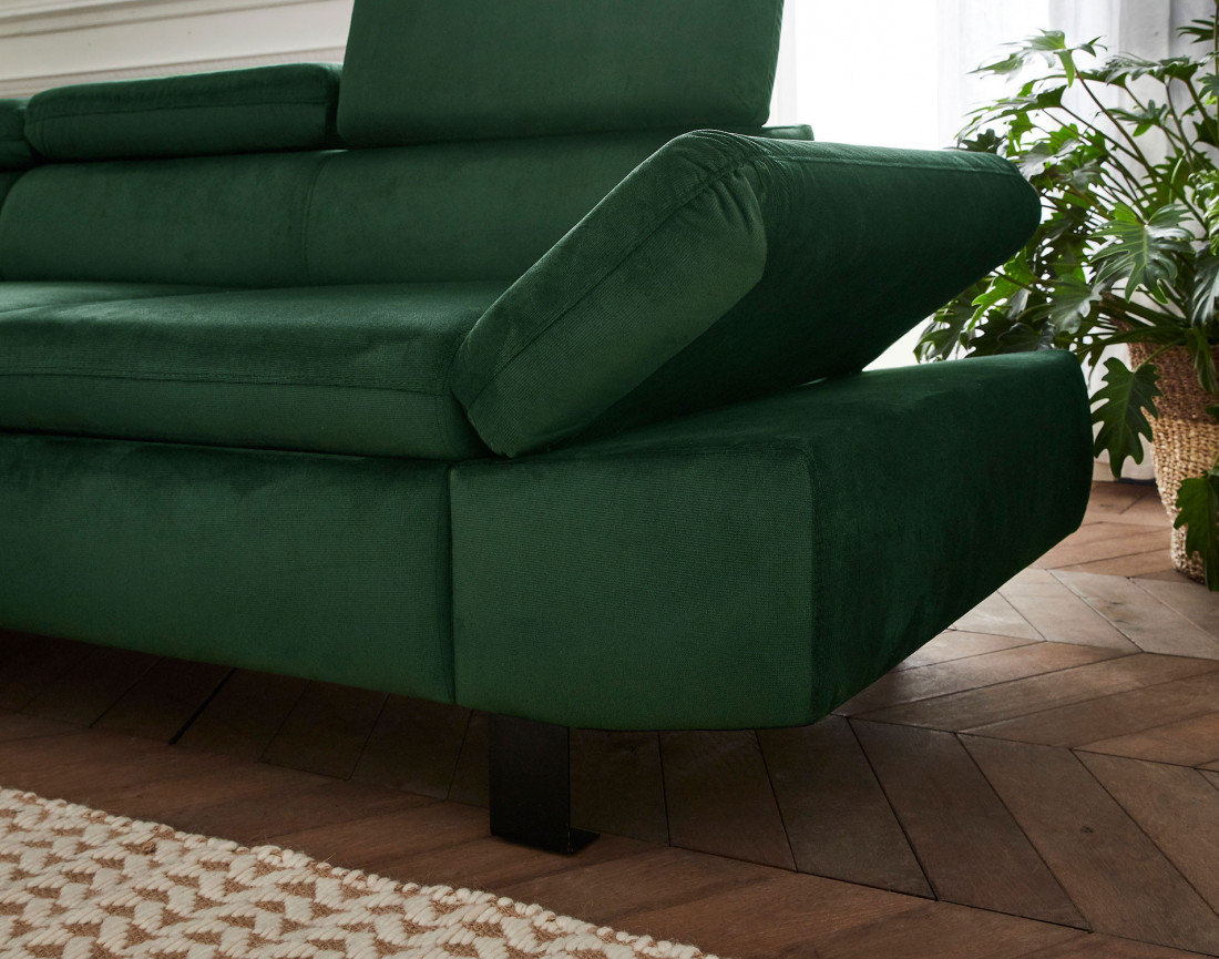 Nairobi - Canapé d'angle convertible - en velours - 5 places - avec têtières - Gauche