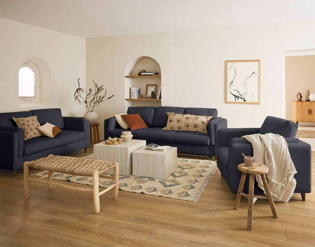 Fauteuil en velours pieds en bois Brooke