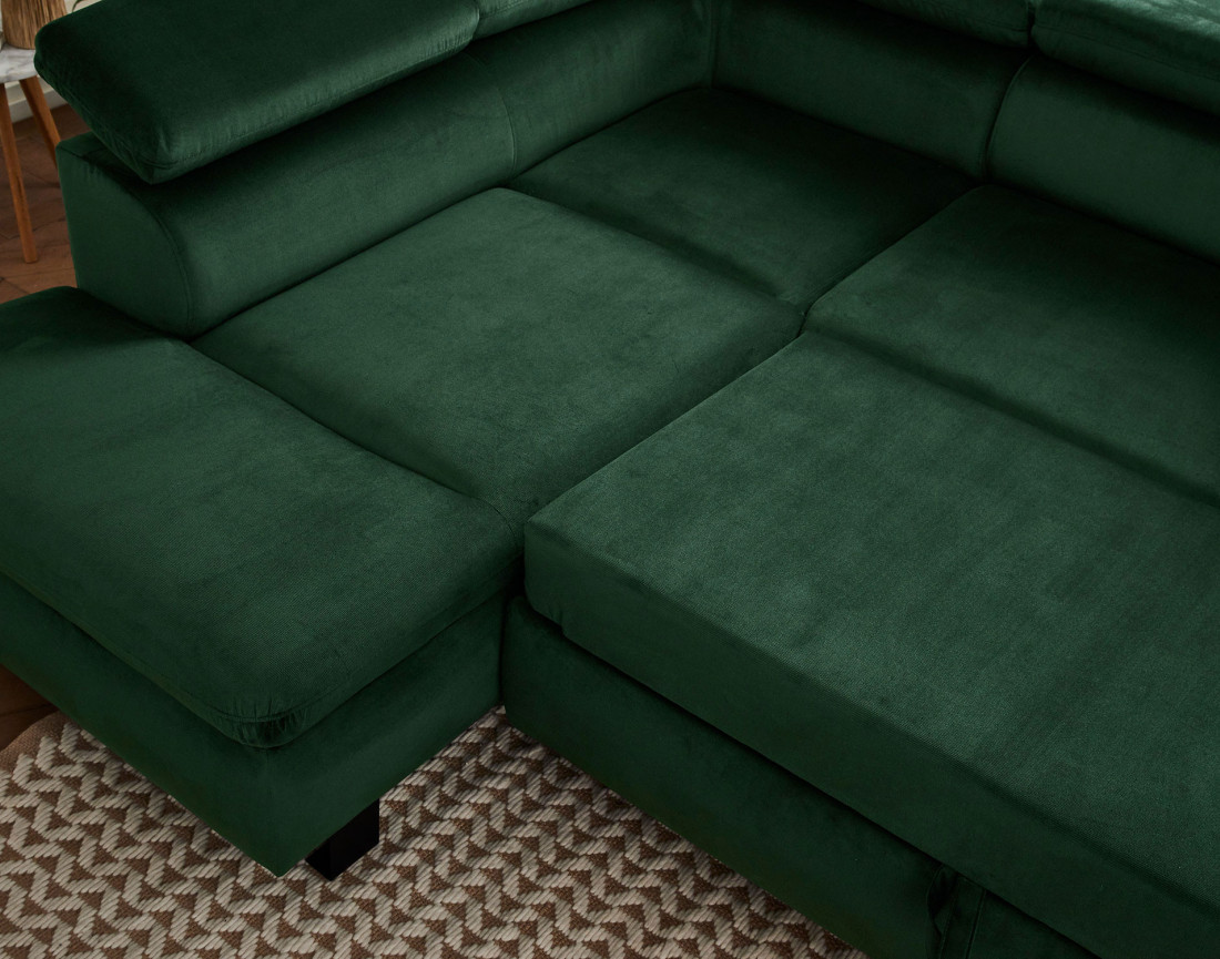Nairobi - Canapé d'angle convertible - en velours - 5 places - avec têtières - Gauche