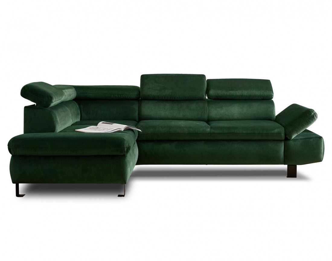 Nairobi - Canapé d'angle convertible - en velours - 5 places - avec têtières - Gauche