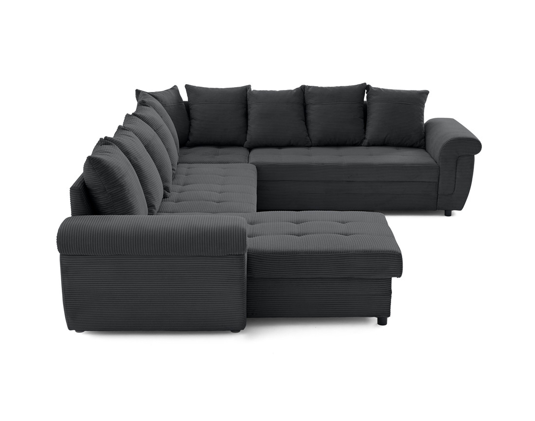 Canapé panoramique convertible, en velours côtelé 7 places Henry