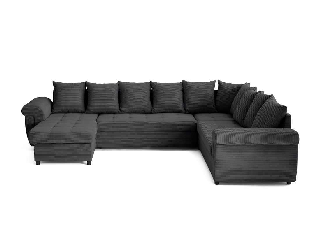 Canapé panoramique convertible, en velours côtelé 7 places Henry