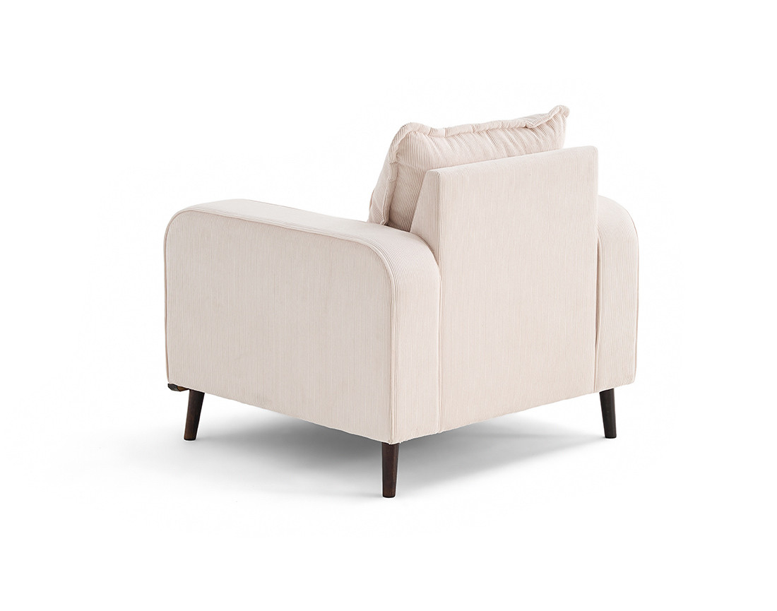 Fauteuil en velours côtelé pieds bois foncé - Albane