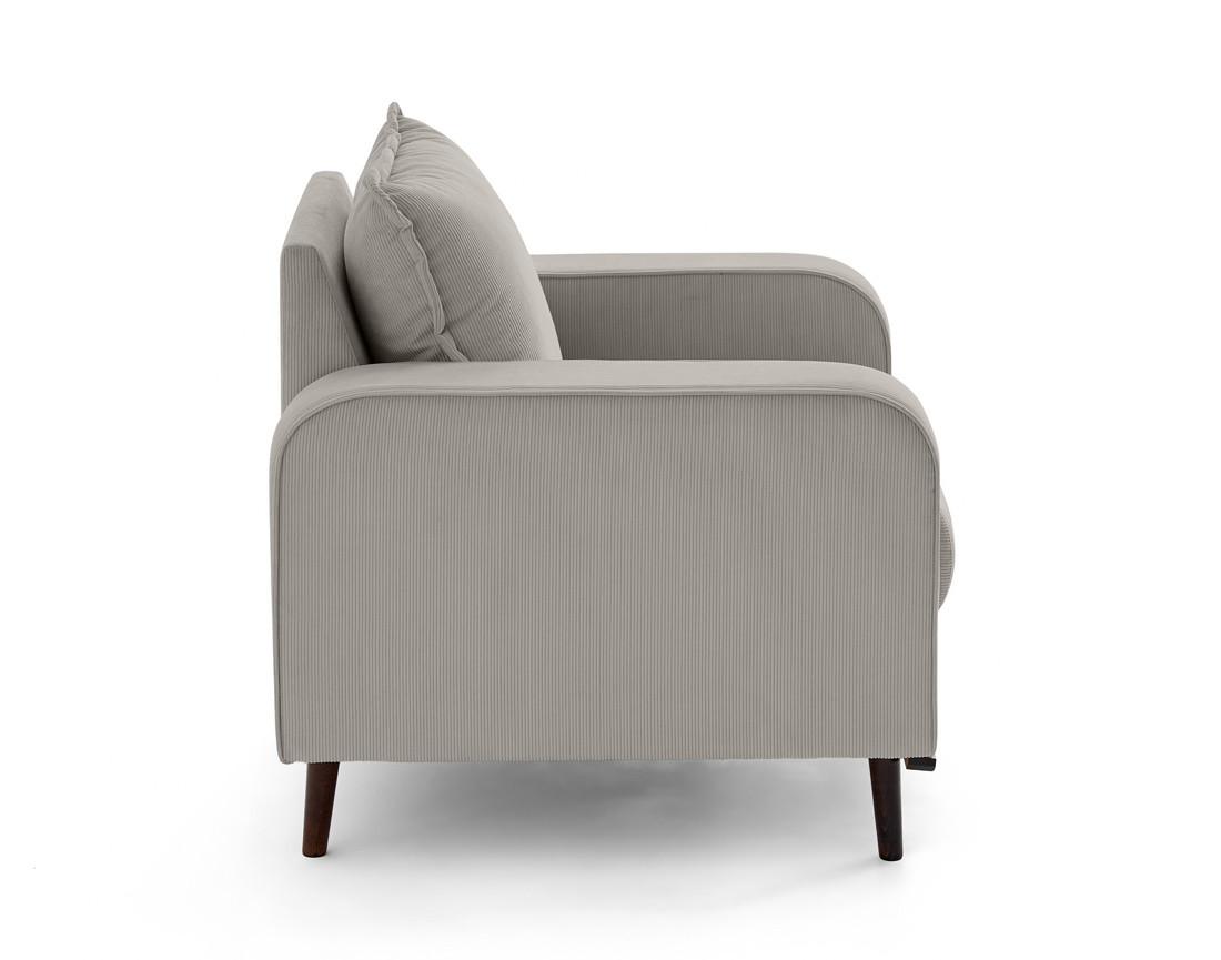 Fauteuil en velours côtelé pieds bois foncé - Albane