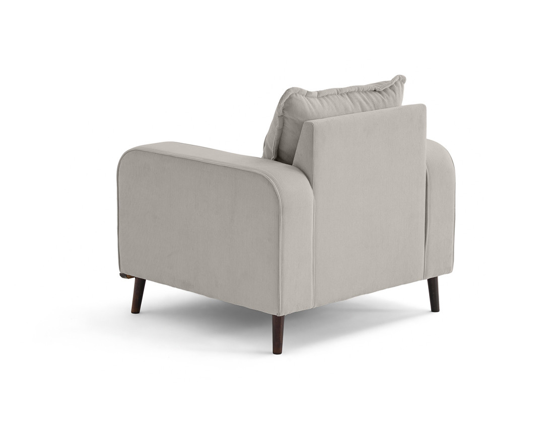 Fauteuil en velours côtelé pieds bois foncé - Albane