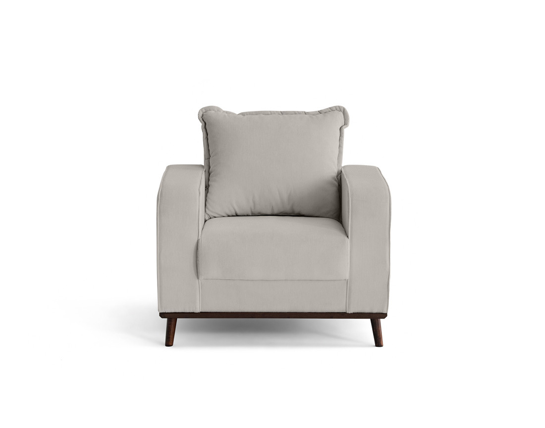 Fauteuil en velours côtelé pieds bois foncé - Albane