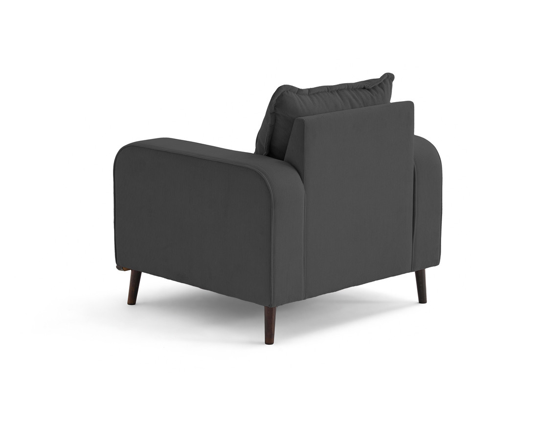 Fauteuil en velours côtelé pieds bois foncé - Albane