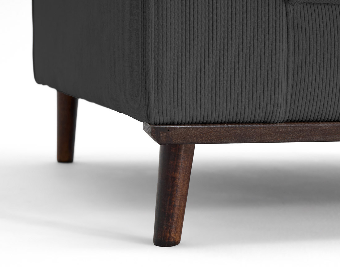 Fauteuil en velours côtelé pieds bois foncé - Albane