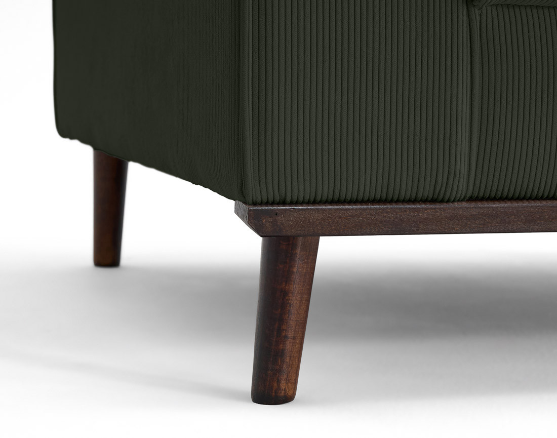 Fauteuil en velours côtelé pieds bois foncé - Albane