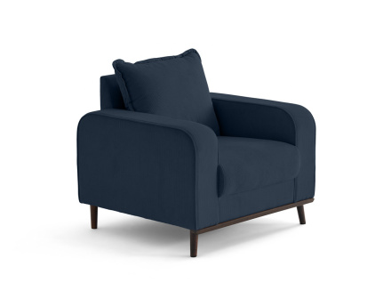 Fauteuil en velours côtelé pieds bois foncé - Albane