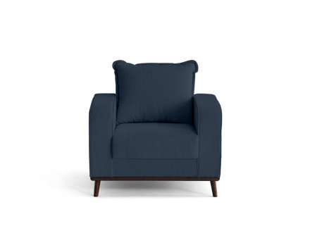 Fauteuil en velours côtelé pieds bois foncé - Albane