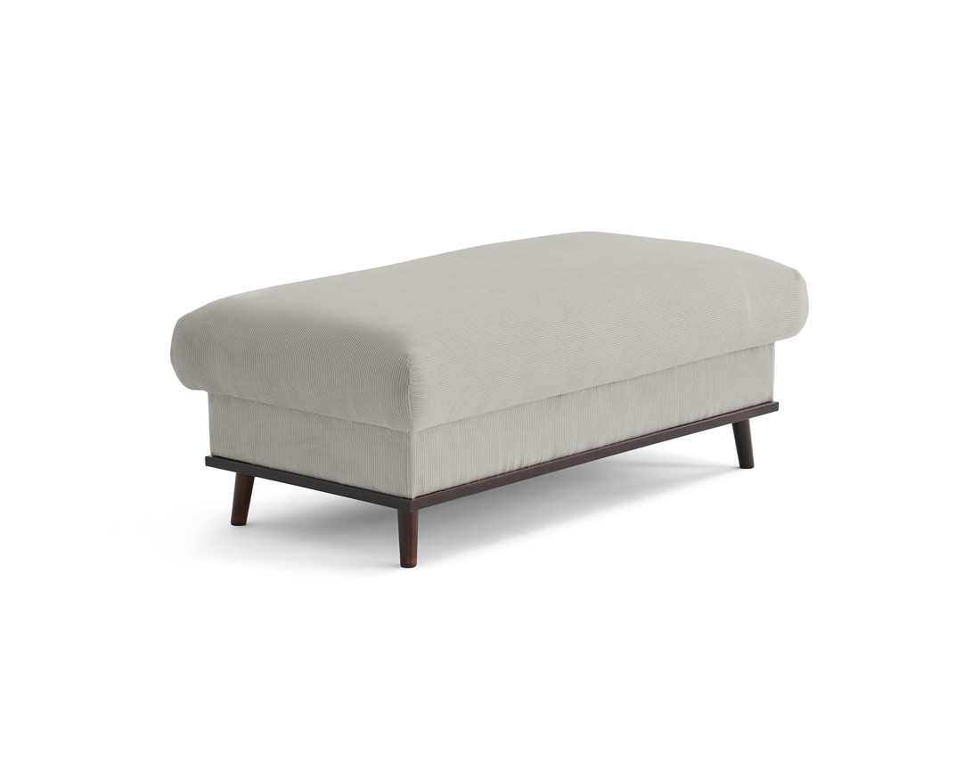 Pouf en velours côtelé pieds bois foncé - Albane