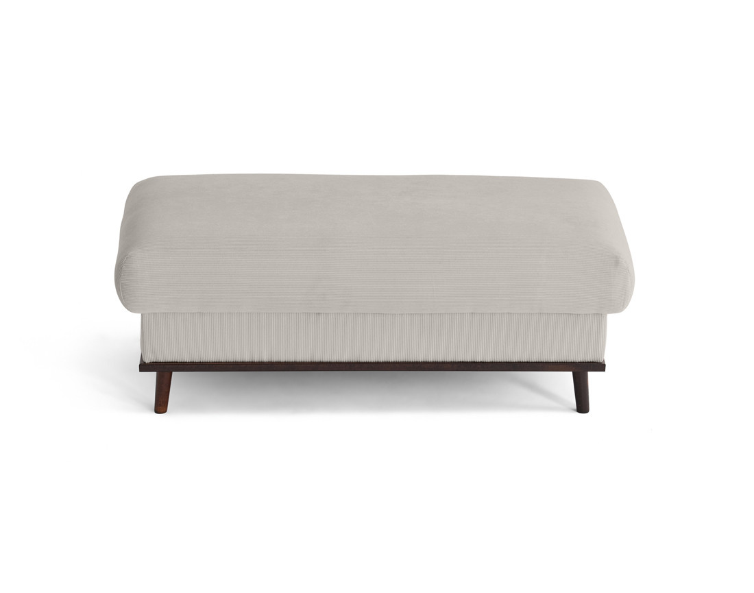 Pouf en velours côtelé pieds bois foncé - Albane