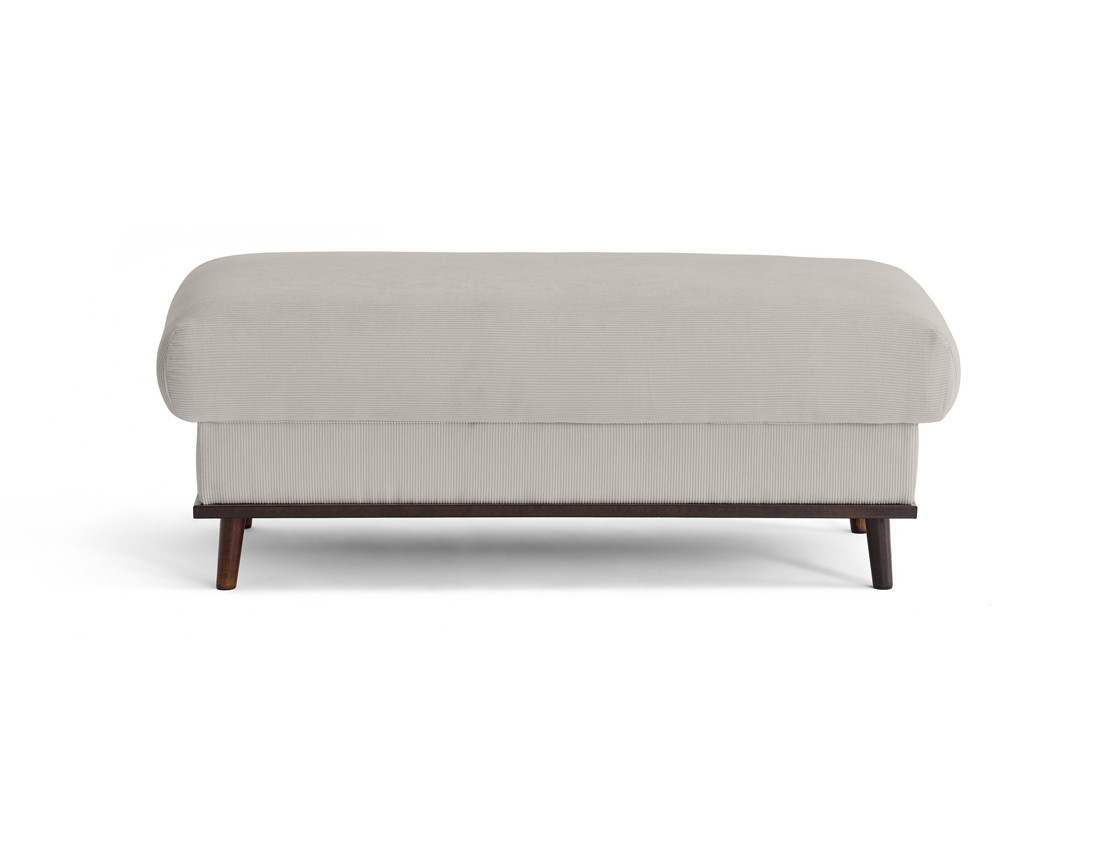 Pouf en velours côtelé pieds bois foncé - Albane