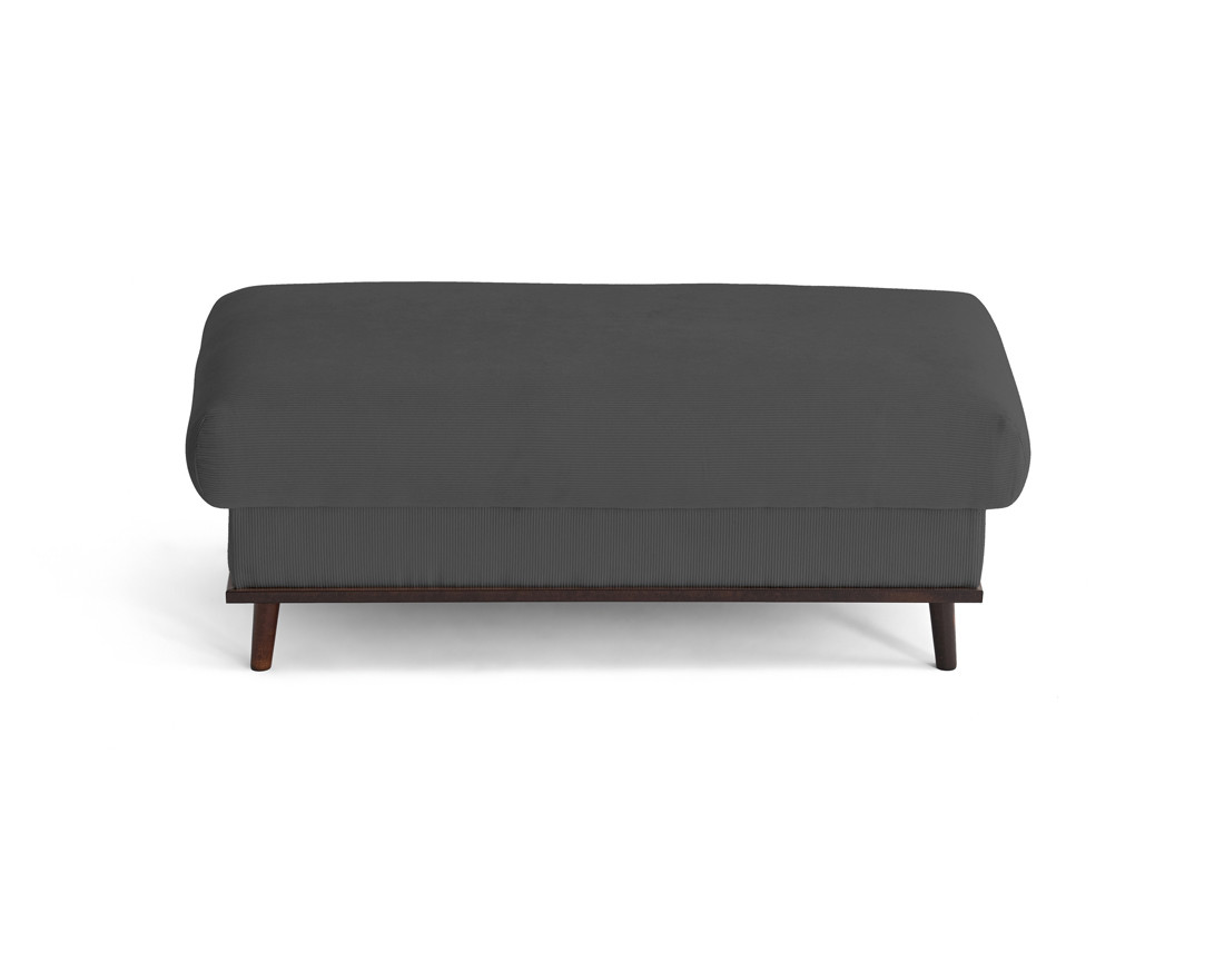 Pouf en velours côtelé pieds bois foncé - Albane