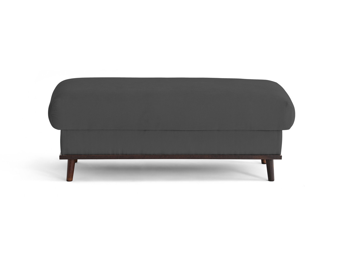 Pouf en velours côtelé pieds bois foncé - Albane