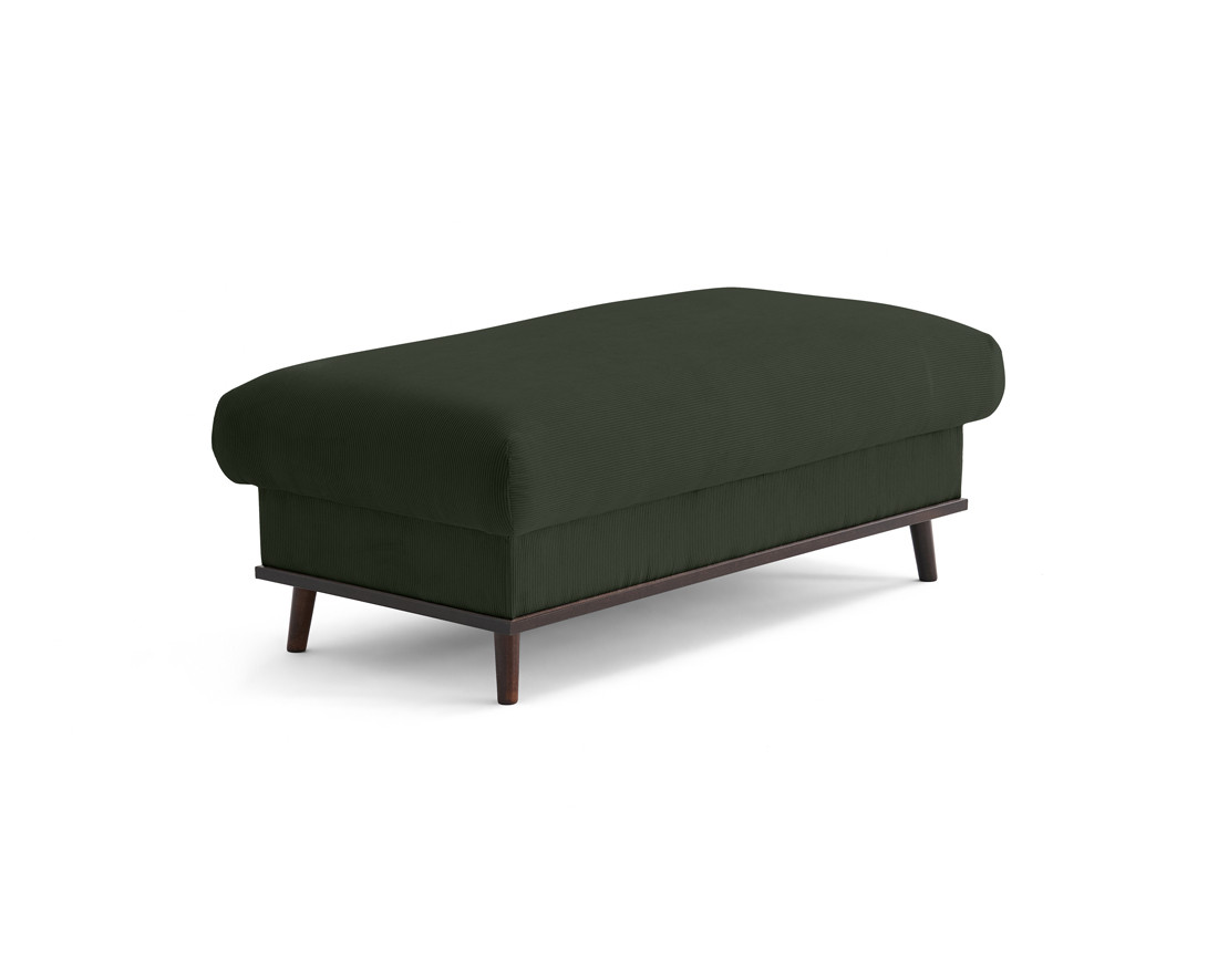 Pouf en velours côtelé pieds bois foncé - Albane