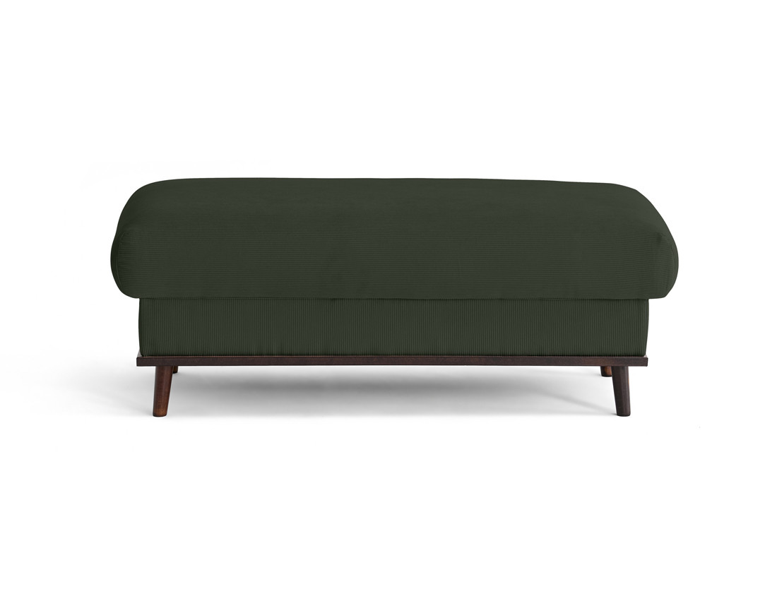 Pouf en velours côtelé pieds bois foncé - Albane