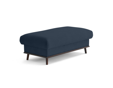Pouf en velours côtelé pieds bois foncé - Albane