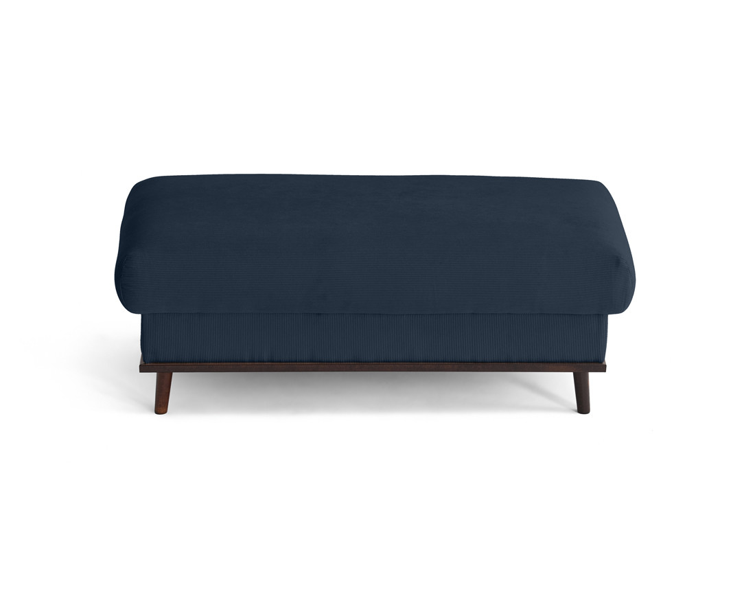 Pouf en velours côtelé pieds bois foncé - Albane