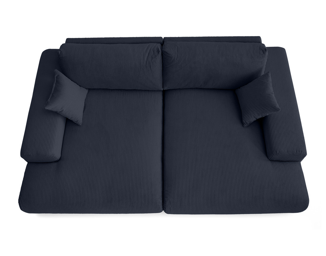 Canapé droit 4 places double méridienne en velours côtelé Garance