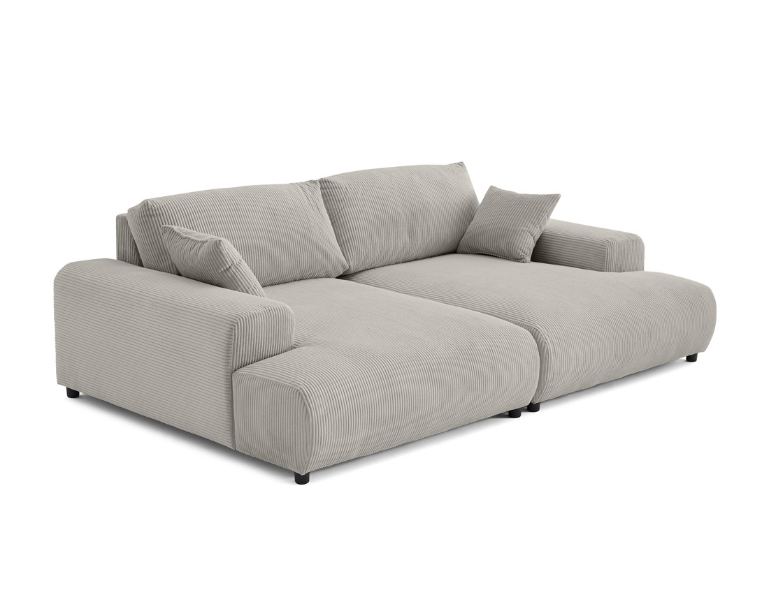 Canapé droit 4 places double méridienne en velours côtelé Garance