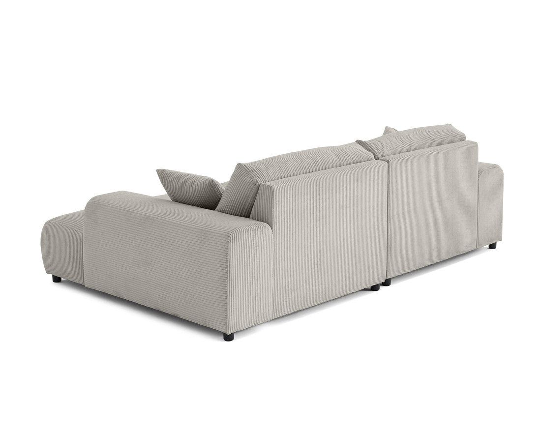 Canapé droit 4 places double méridienne en velours côtelé Garance