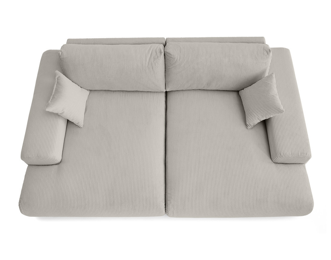 Canapé droit 4 places double méridienne en velours côtelé Garance