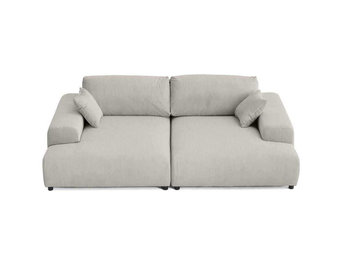 Canapé droit 4 places double méridienne en velours côtelé Garance