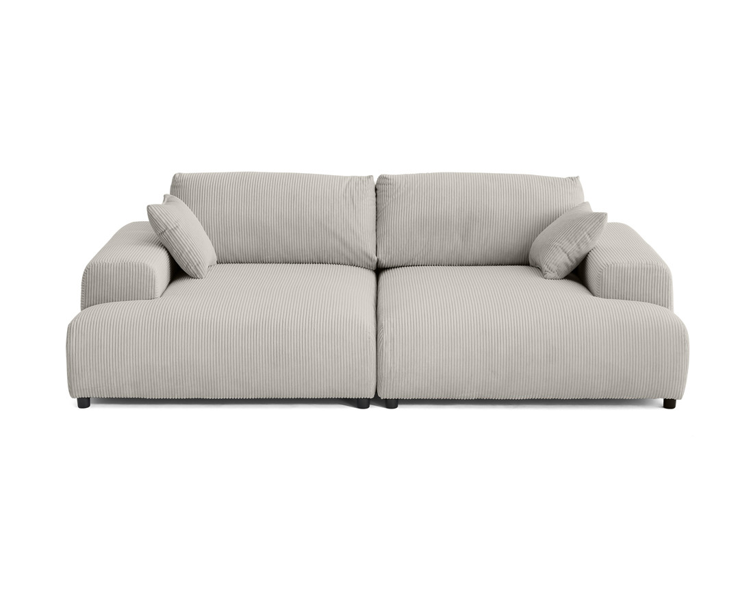 Canapé droit 4 places double méridienne en velours côtelé Garance