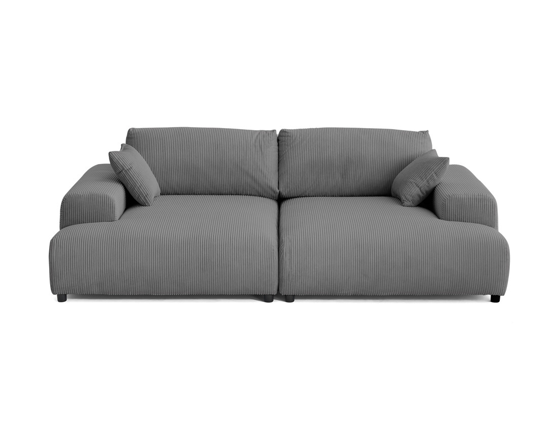 Canapé droit 4 places double méridienne en velours côtelé Garance