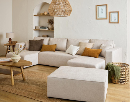 Canapé panoramique 7 places - convertible avec coffre - Topaze