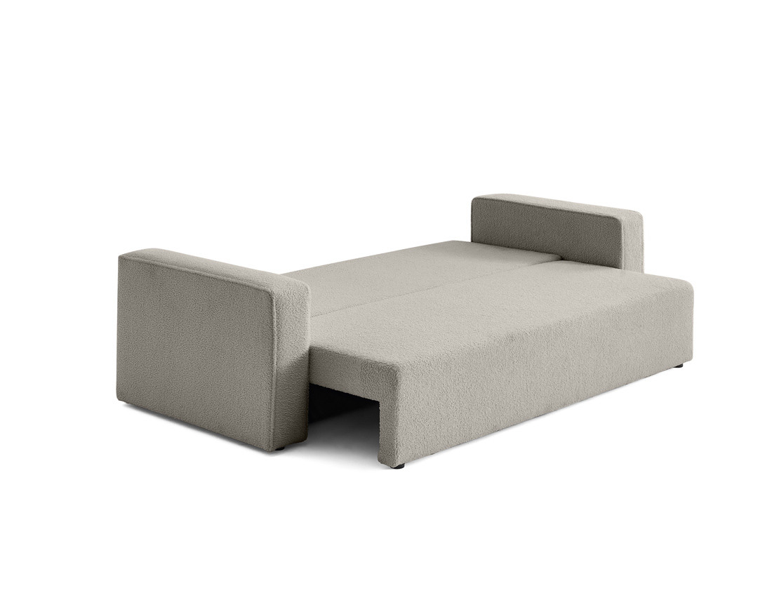 Canapé 3 places convertible avec coffre en tissu bouclette Topaze