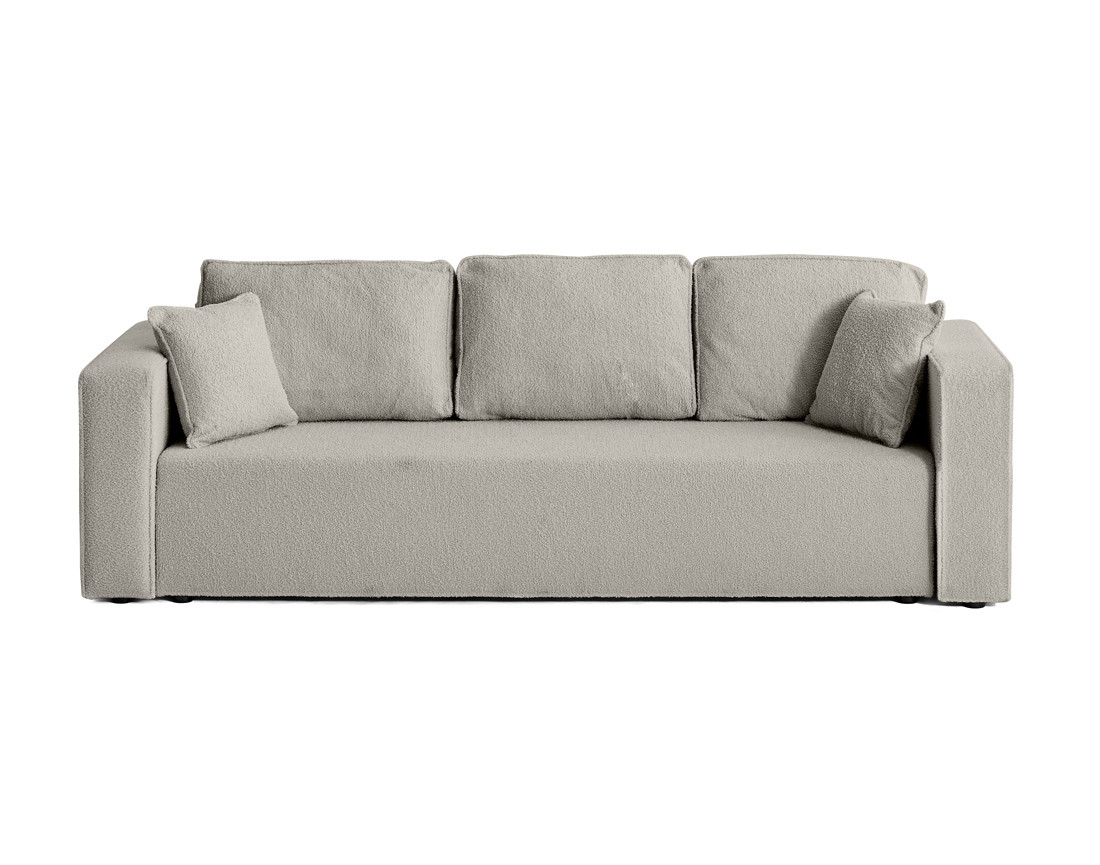 Canapé 3 places convertible avec coffre en tissu bouclette Topaze