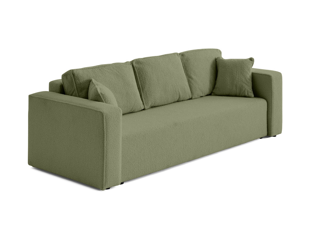Canapé 3 places convertible avec coffre en tissu bouclette Topaze