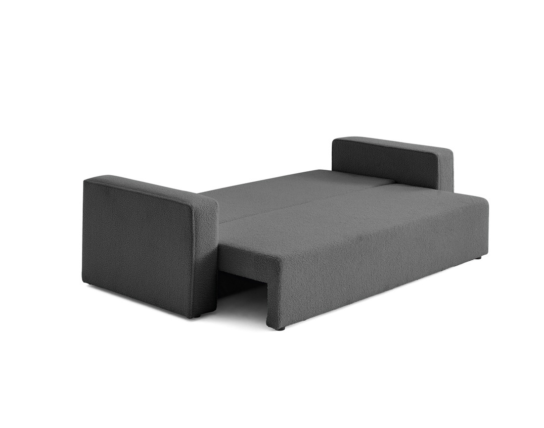 Canapé 3 places convertible avec coffre en tissu bouclette Topaze