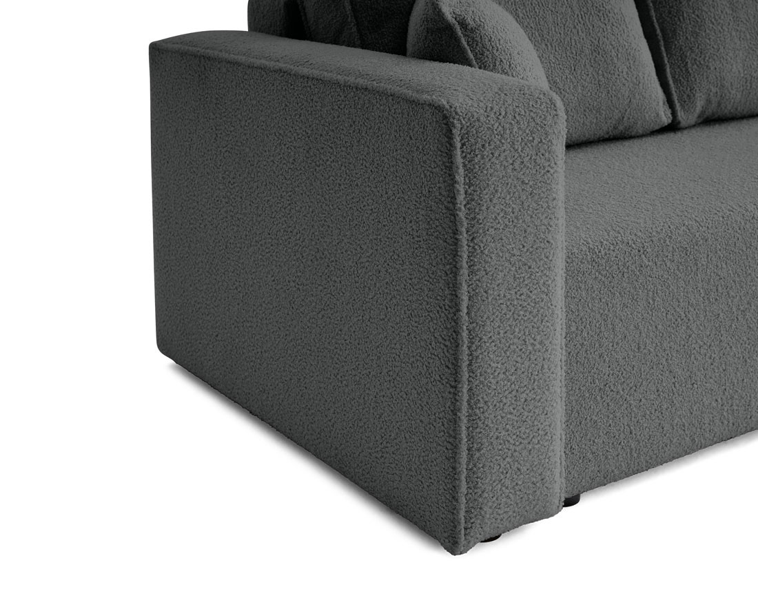 Canapé 3 places convertible avec coffre en tissu bouclette Topaze