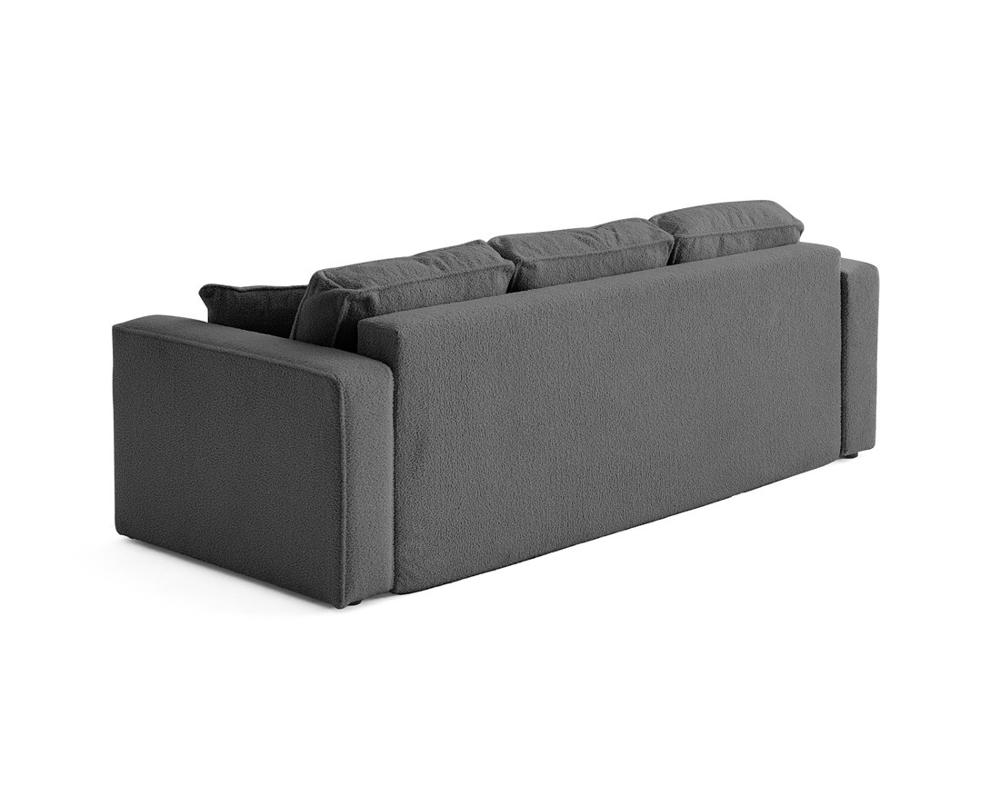 Canapé 3 places convertible avec coffre en tissu bouclette Topaze