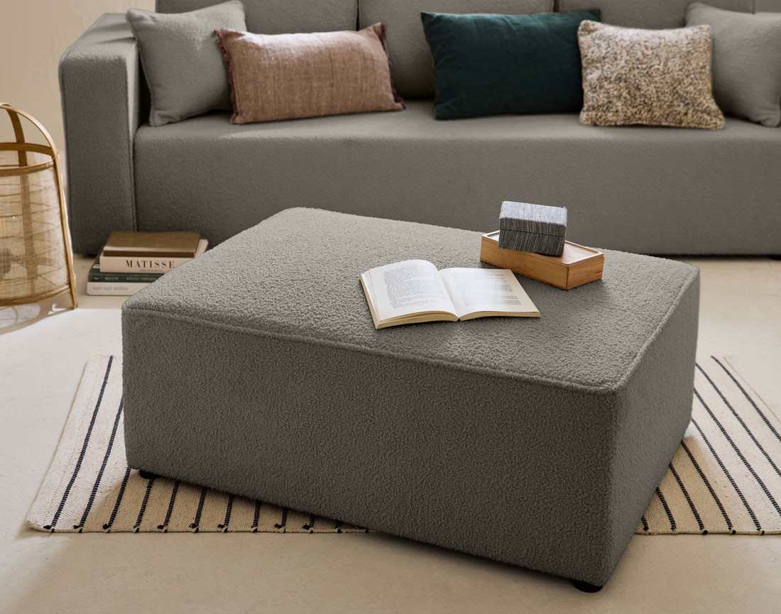 Pouf en tissu bouclette Topaze