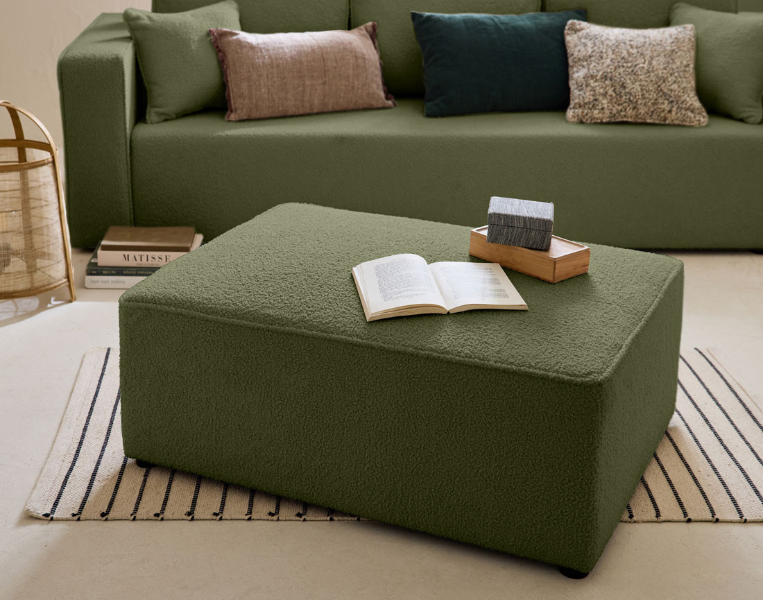 Pouf en tissu bouclette Topaze