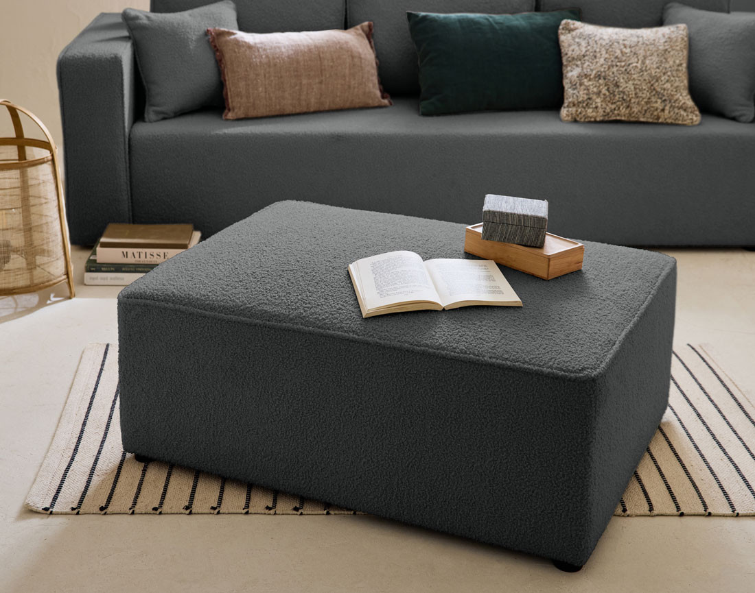 Pouf en tissu bouclette Topaze